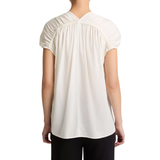Gathered Cap SLV Blouse Off White
