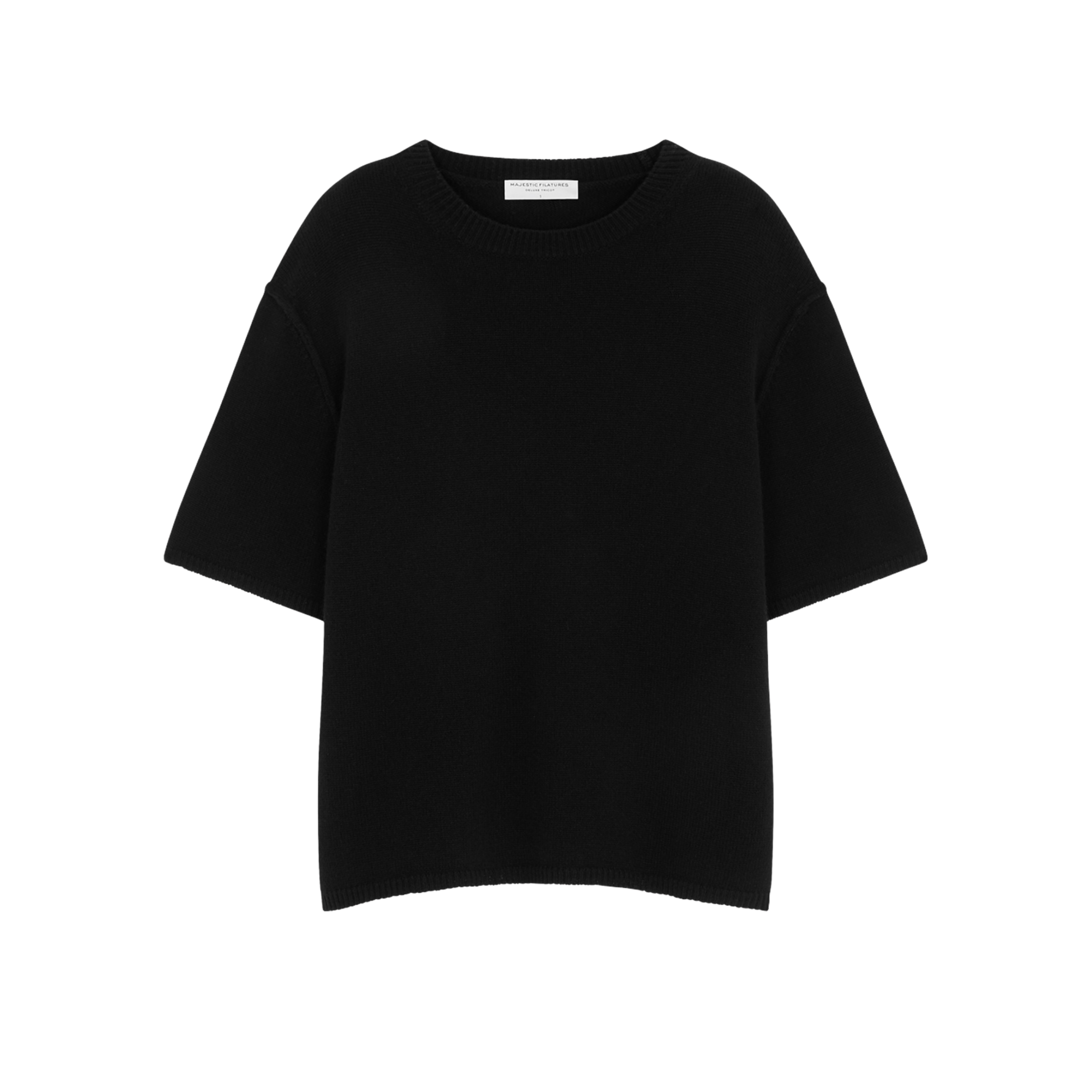 Black Round Neck Short Sleeve Jumper