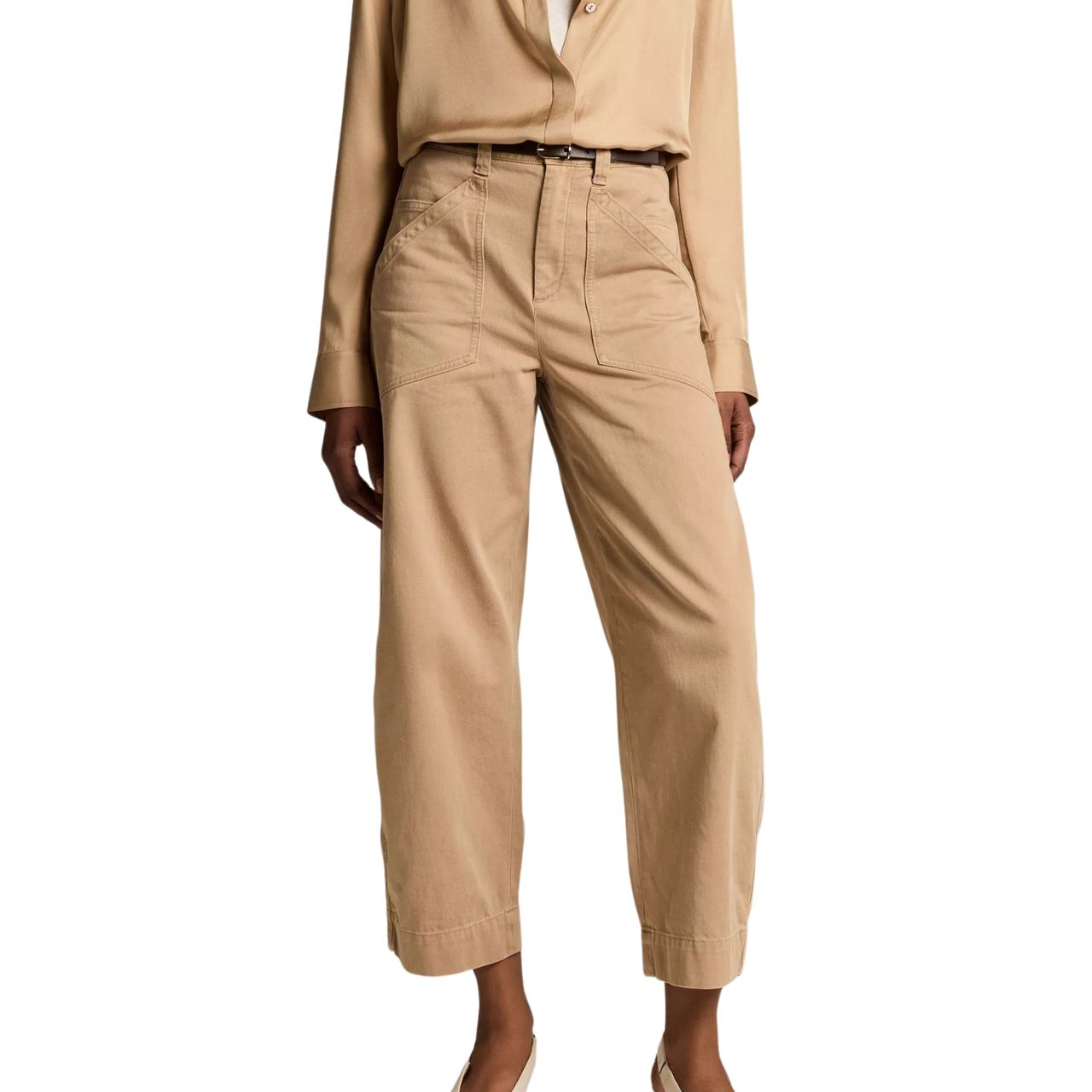 Twill Carnello Mid-Rise Wide-Leg Pants