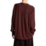 Gathered Long Sleeved Studded Trim Fig Top