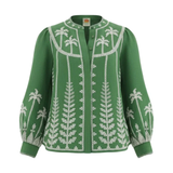 Green Cross Stitch Embroidery Blouse