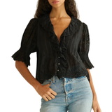 Henri Top Black Eyelet