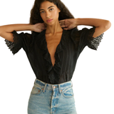 Henri Top Black Eyelet