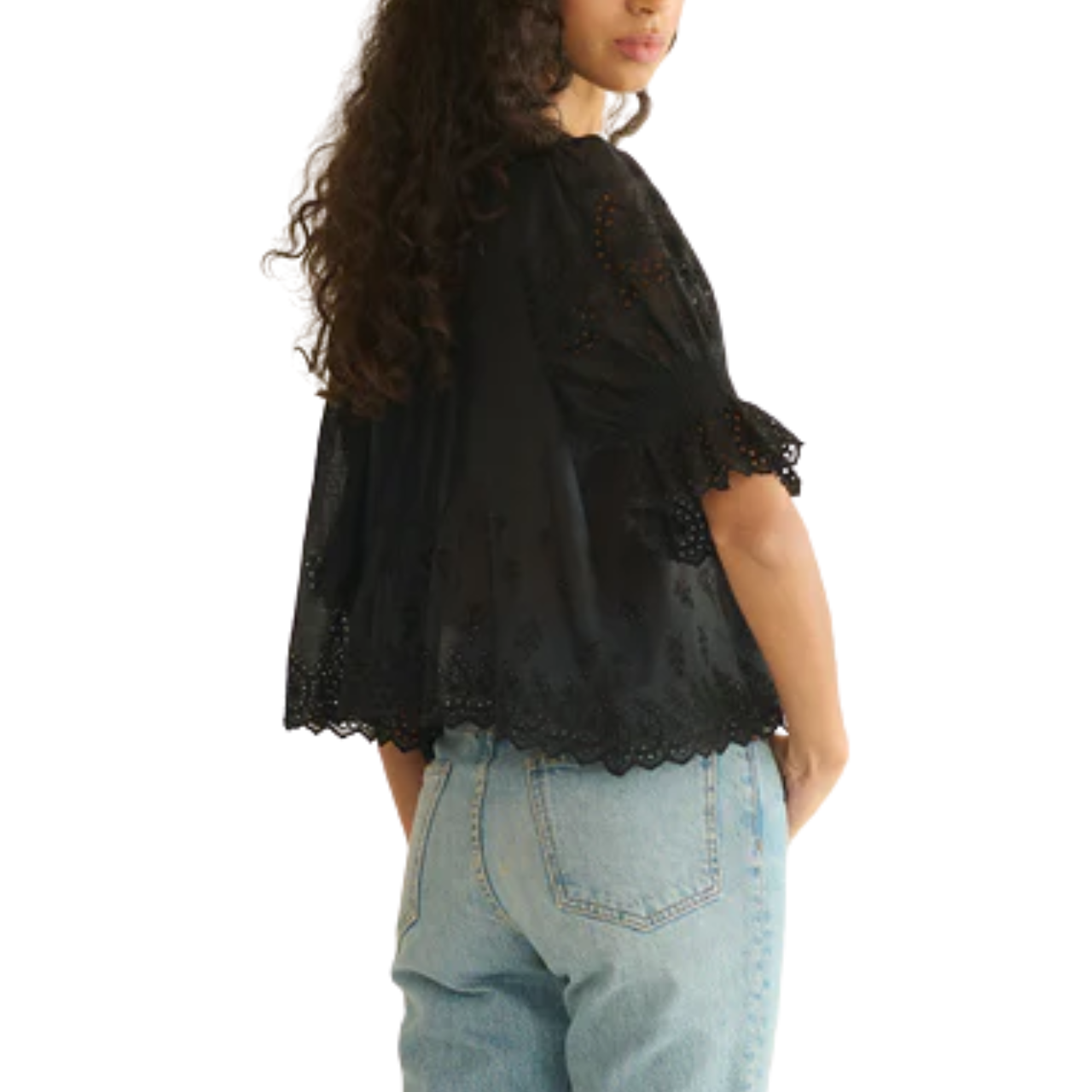 Henri Top Black Eyelet