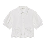 Eyelet Billow Sleeve Shirt White