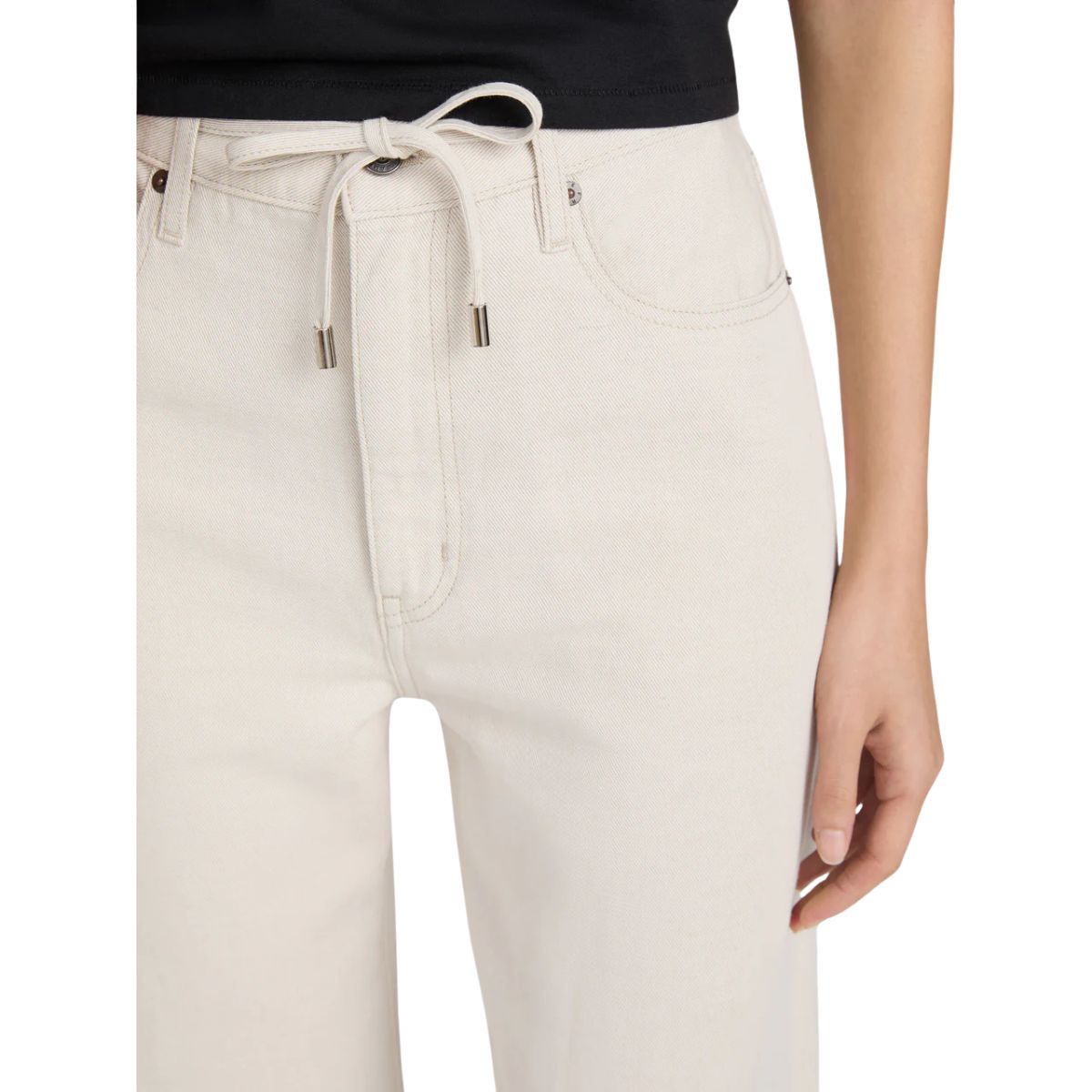 The Off Duty Drawstring Bow Ecru Jeans