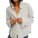 Striped Linen Laurel Shirt Ivory/Blue