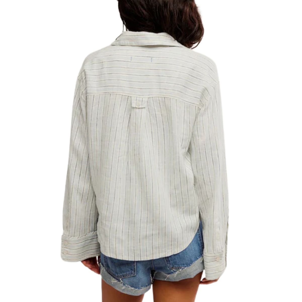 Striped Linen Laurel Shirt Ivory/Blue