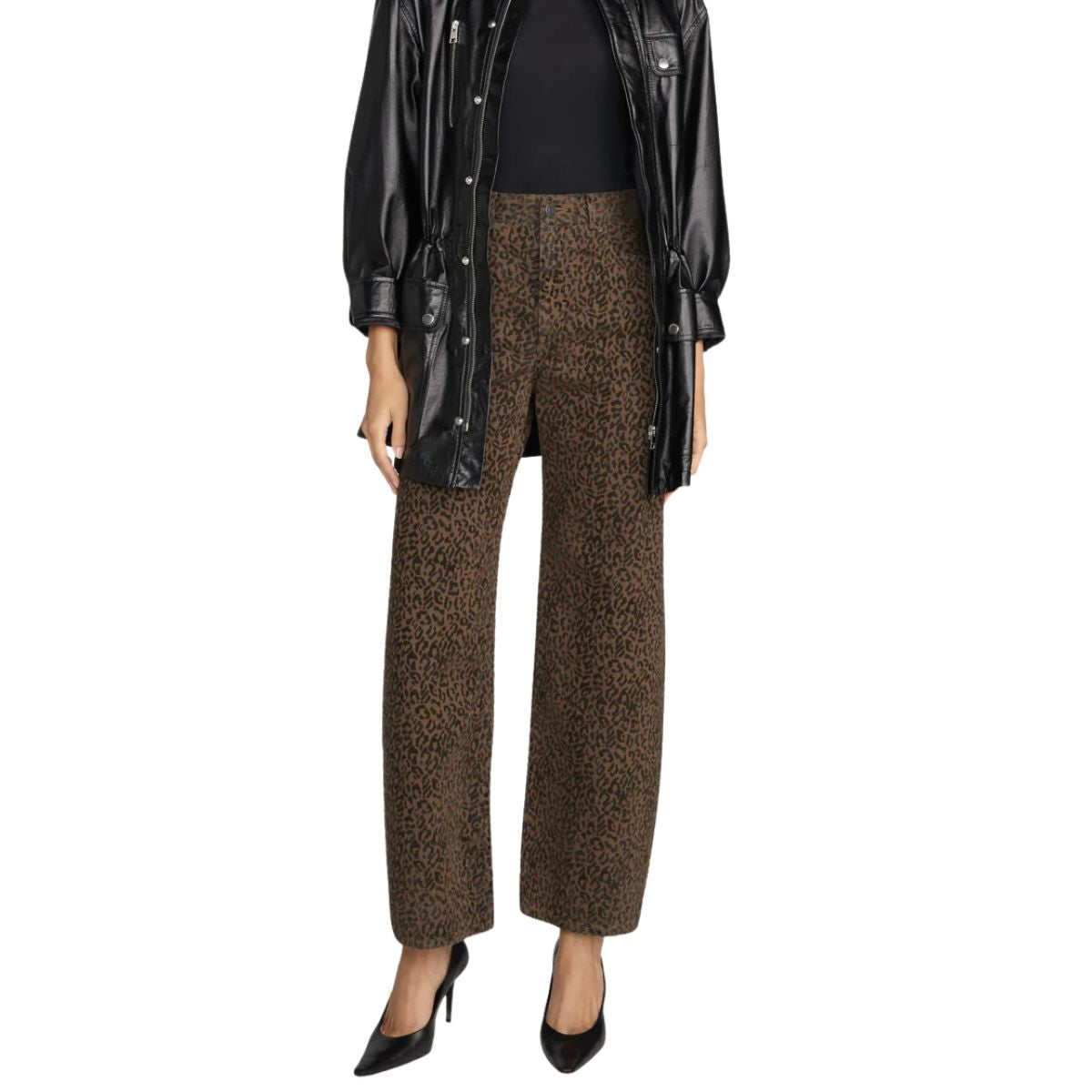 The Bow Crop Flocked Sandcat Jeans