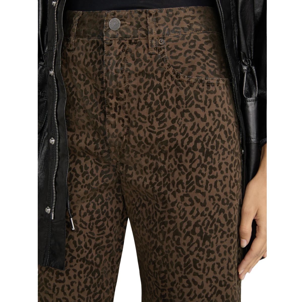 The Bow Crop Flocked Sandcat Jeans