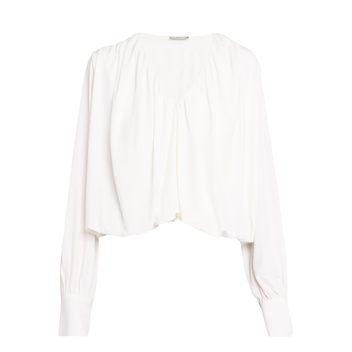 Long Sleeve V neck Bubble Top Ivory