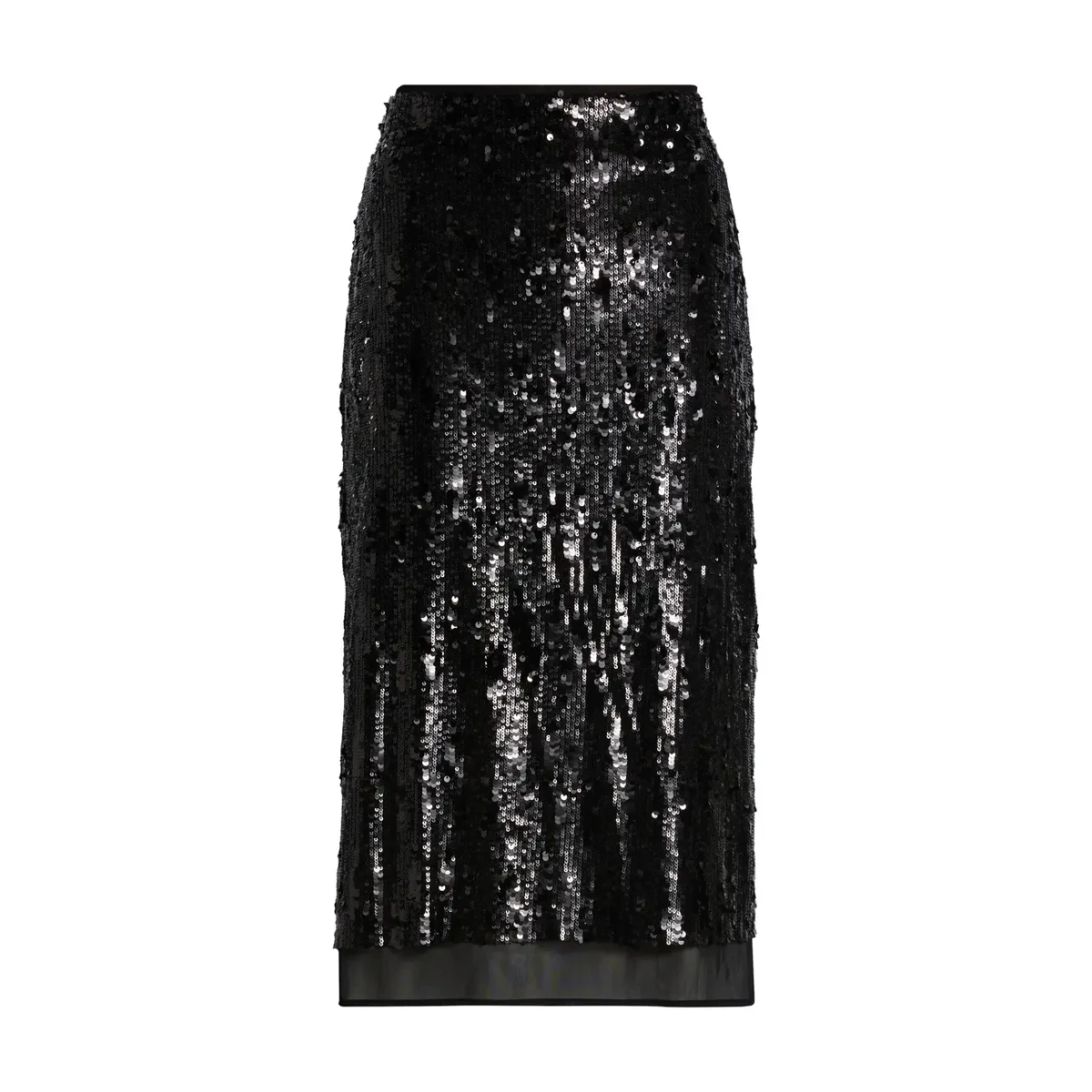 Cher Black Sequin Midi Skirt