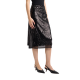 Cher Black Sequin Midi Skirt
