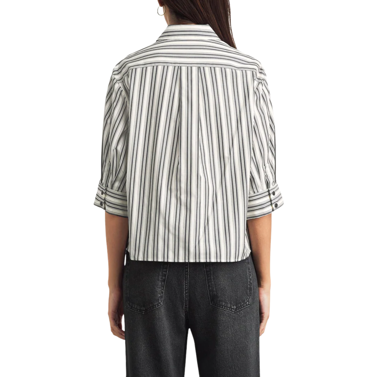 Lucia Shirt Ivory/Grey Stripe