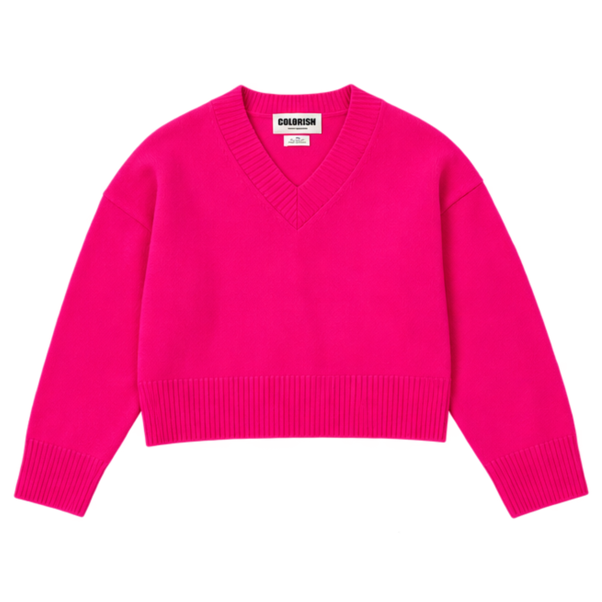 Chunky Carmen V Neck Jumper Pink