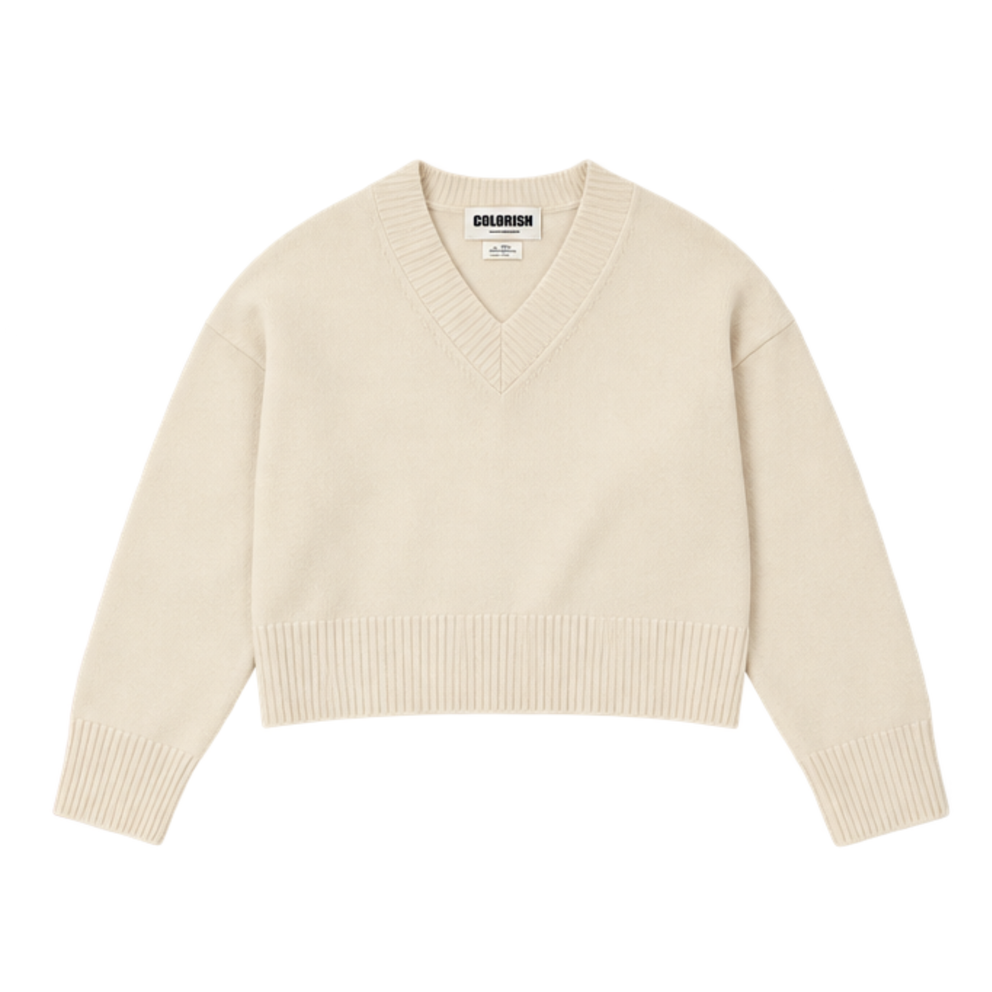 Chunky Carmen V Neck Jumper White