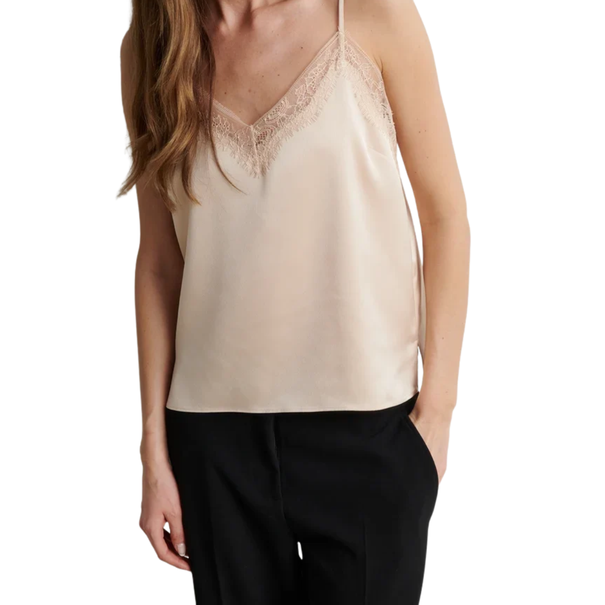 Glimps Lace Tan Strap Top