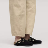 Boston Black Suede Rivet Clogs