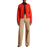 Washed Cotton Carnello Twill Mid-Rise Wide-Leg Pant