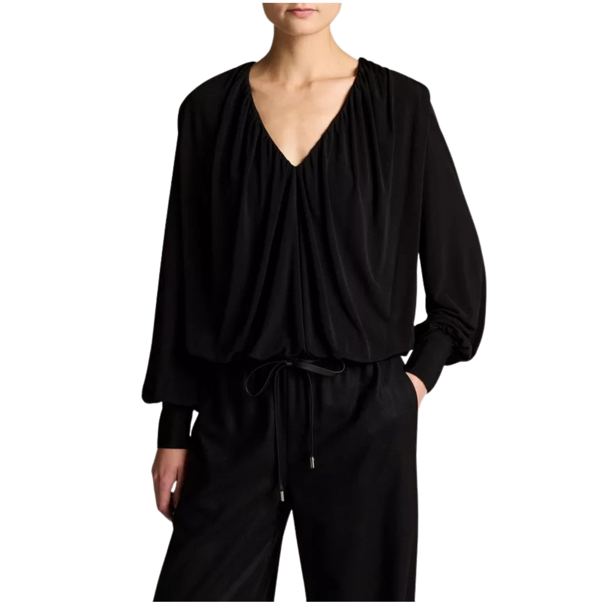 Jersey Long Sleeved Black Bubble Top