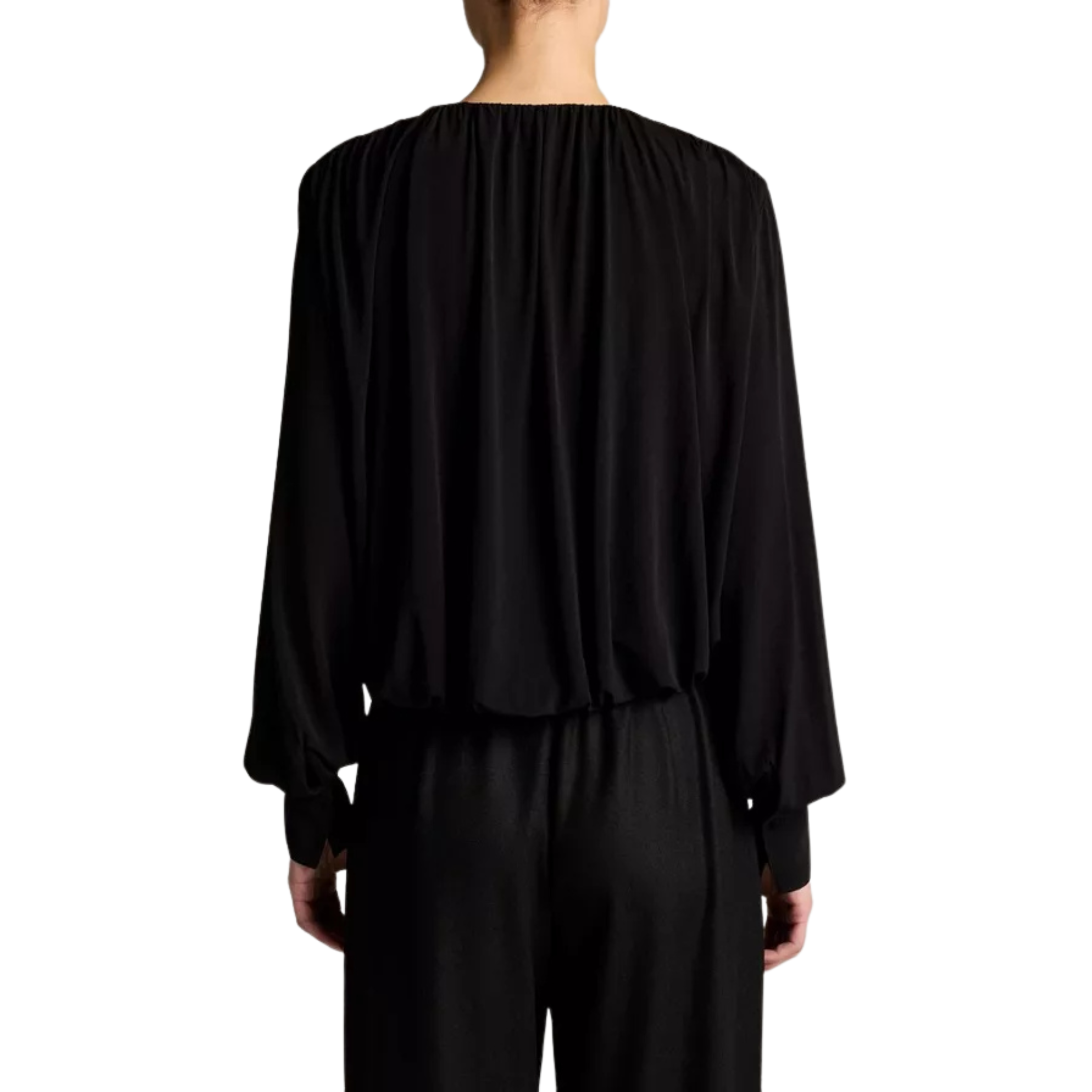 Jersey Long Sleeved Black Bubble Top