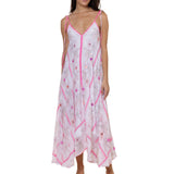 Johri Print Floaty Dress White/Pink