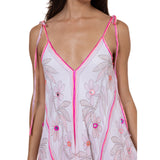 Johri Print Floaty Dress White/Pink