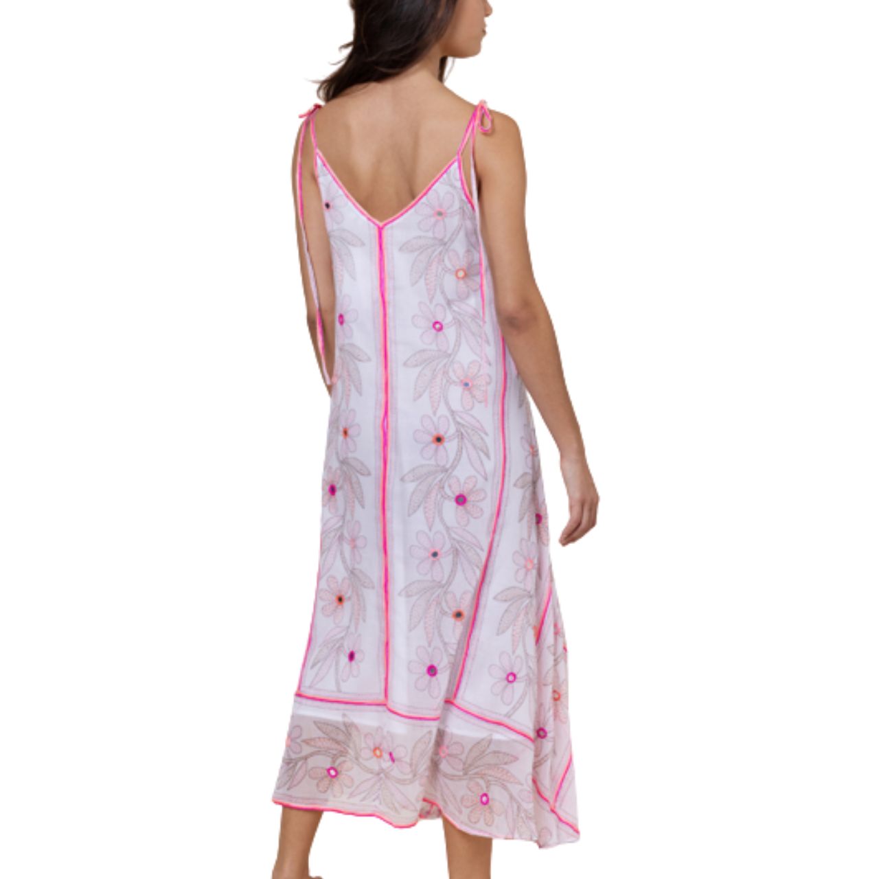 Johri Print Floaty Dress White/Pink