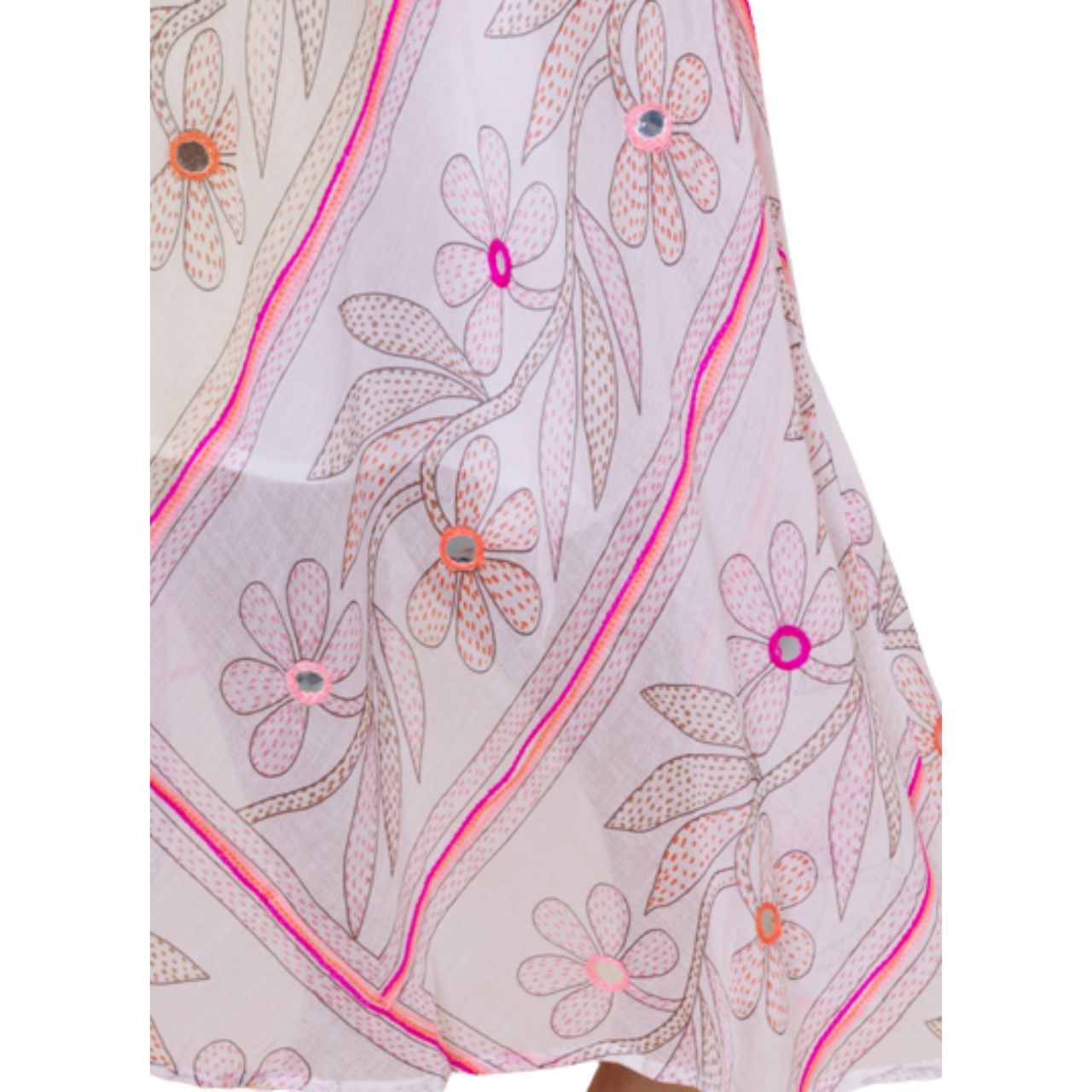 Johri Print Floaty Dress White/Pink