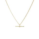 Gold Zircon T-Bar Necklace