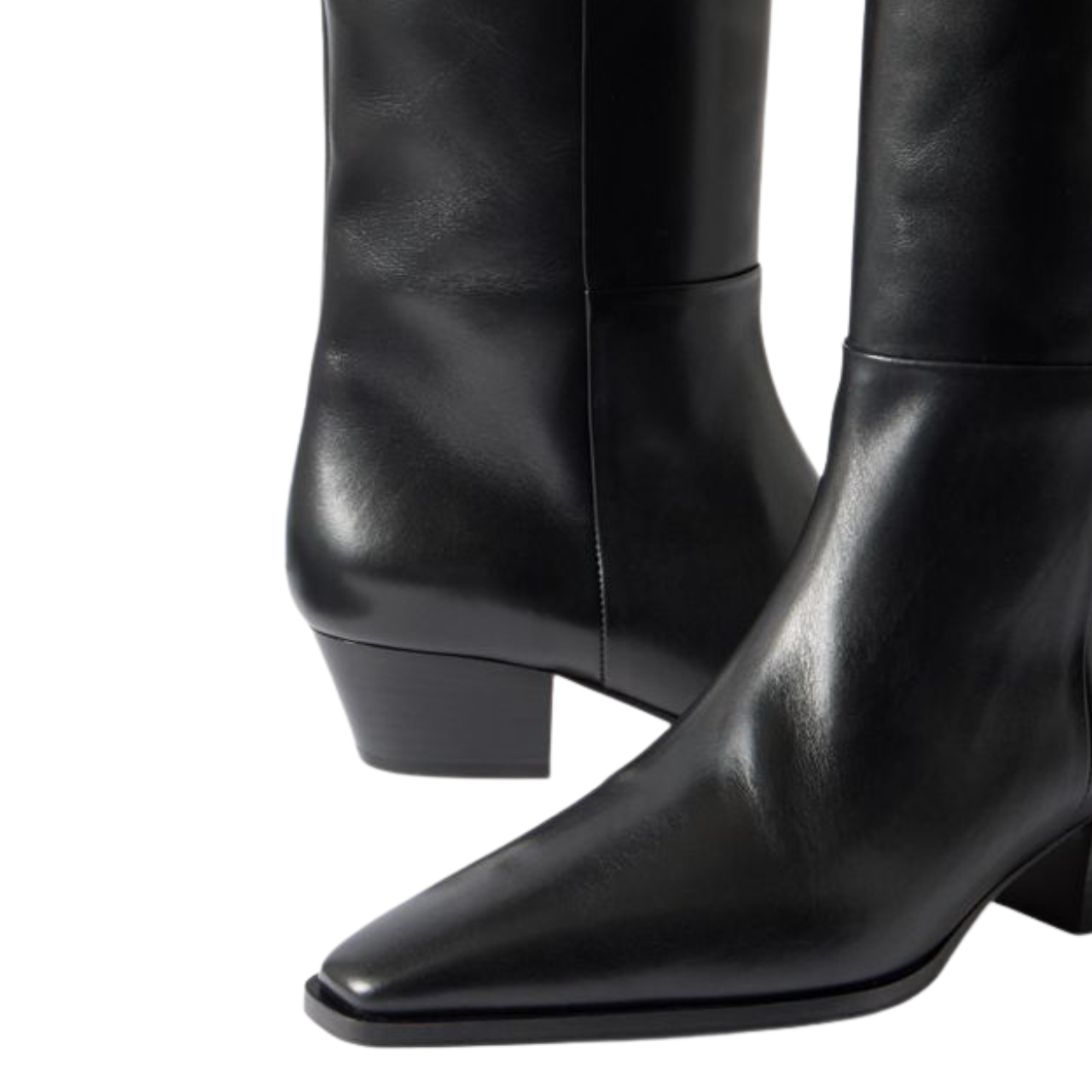 Medea Black Leather Knee High Boots