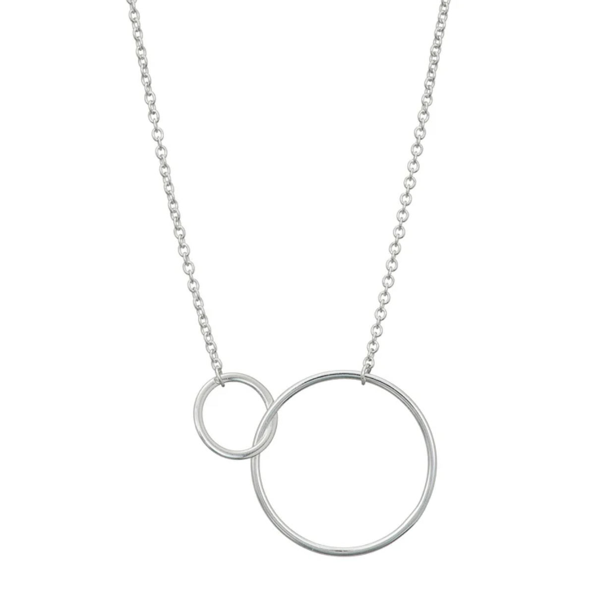 Double Circle Necklace Silver