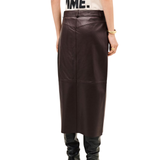 Solene Aubergine Leather Skirt