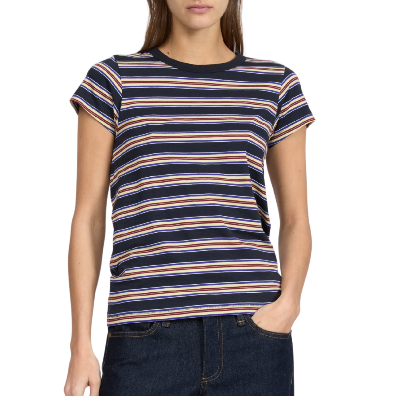The Slub Stripe Tee Salute Gold