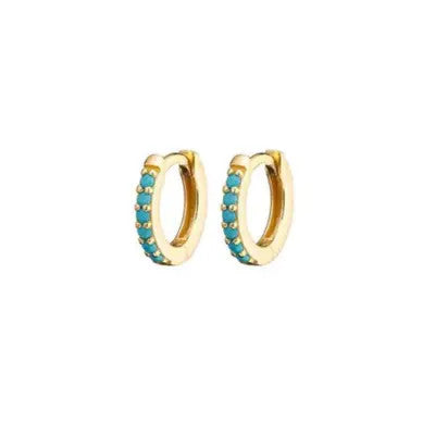 Turquoise Mini Huggie Gold