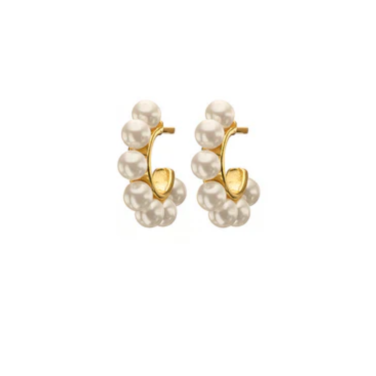 Gold Resin Pearl Hoops