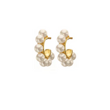 Gold Resin Pearl Hoops