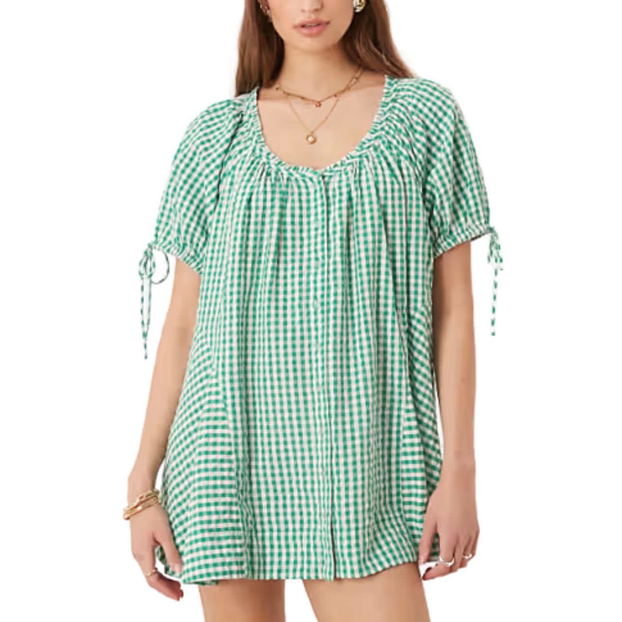 Farley Gingham Tunic Green