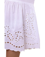 V-Neck Mini Big Cutwork Embroidery White
