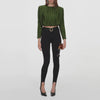 Olive Jersey Gathered Top
